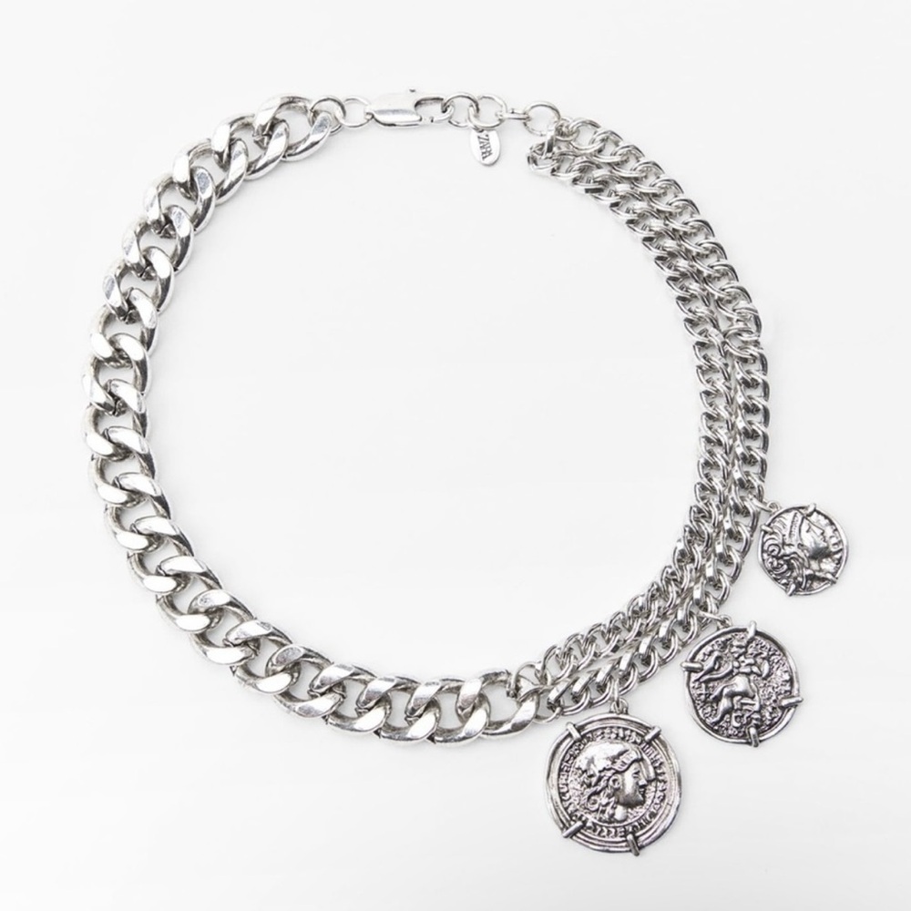 Zara Silver Chain Necklace with Medallions
